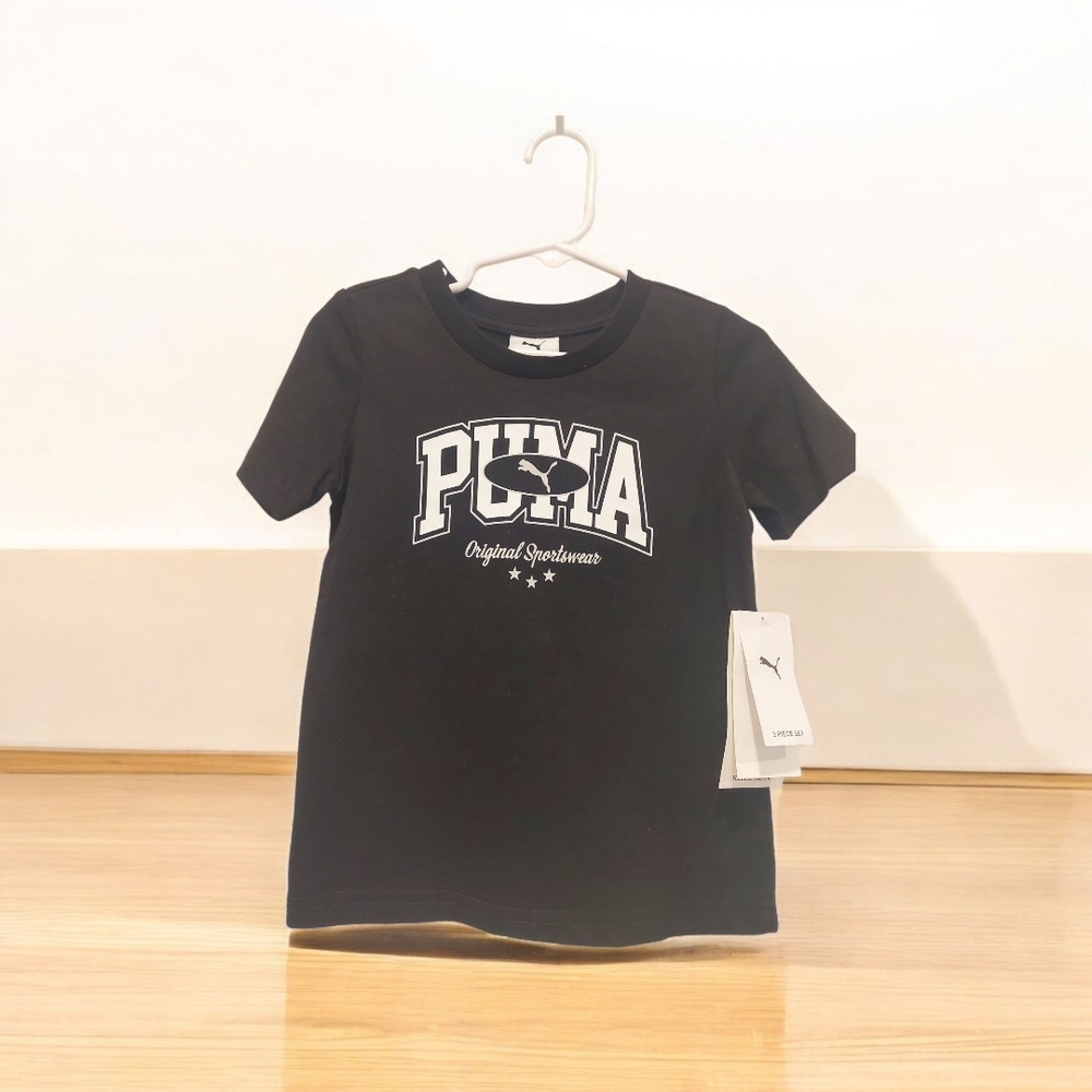 Puma Black and White Short Sleeve Tee with Iconic Logo - Picture 3 of 7